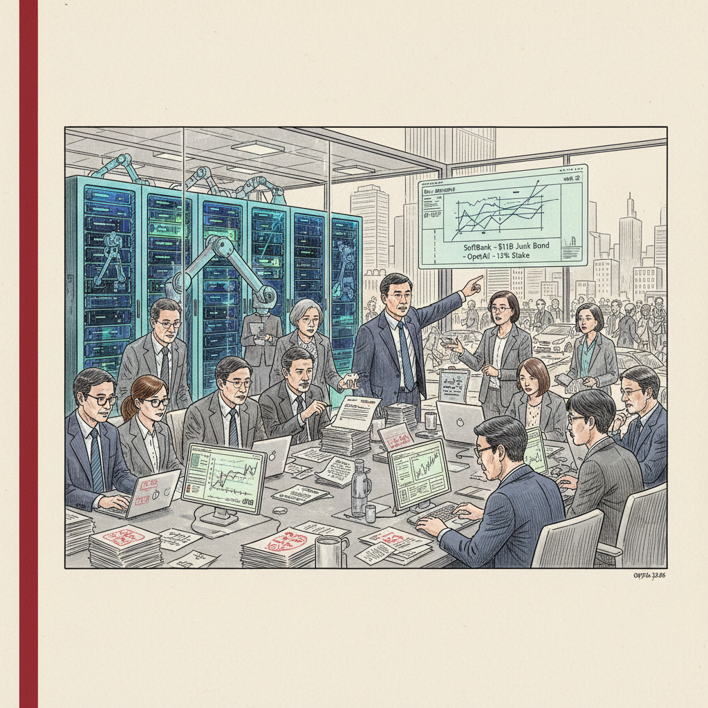 Illustration: SoftBank Funds OpenAI Stake with Record Junk Bond Sale